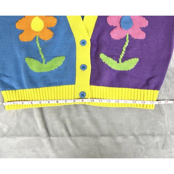 Lazy Oaf Flower Garden M Cardigan Sweater Colorful Quirky 90s Rave Vibe RARE - Picture 11 of 16